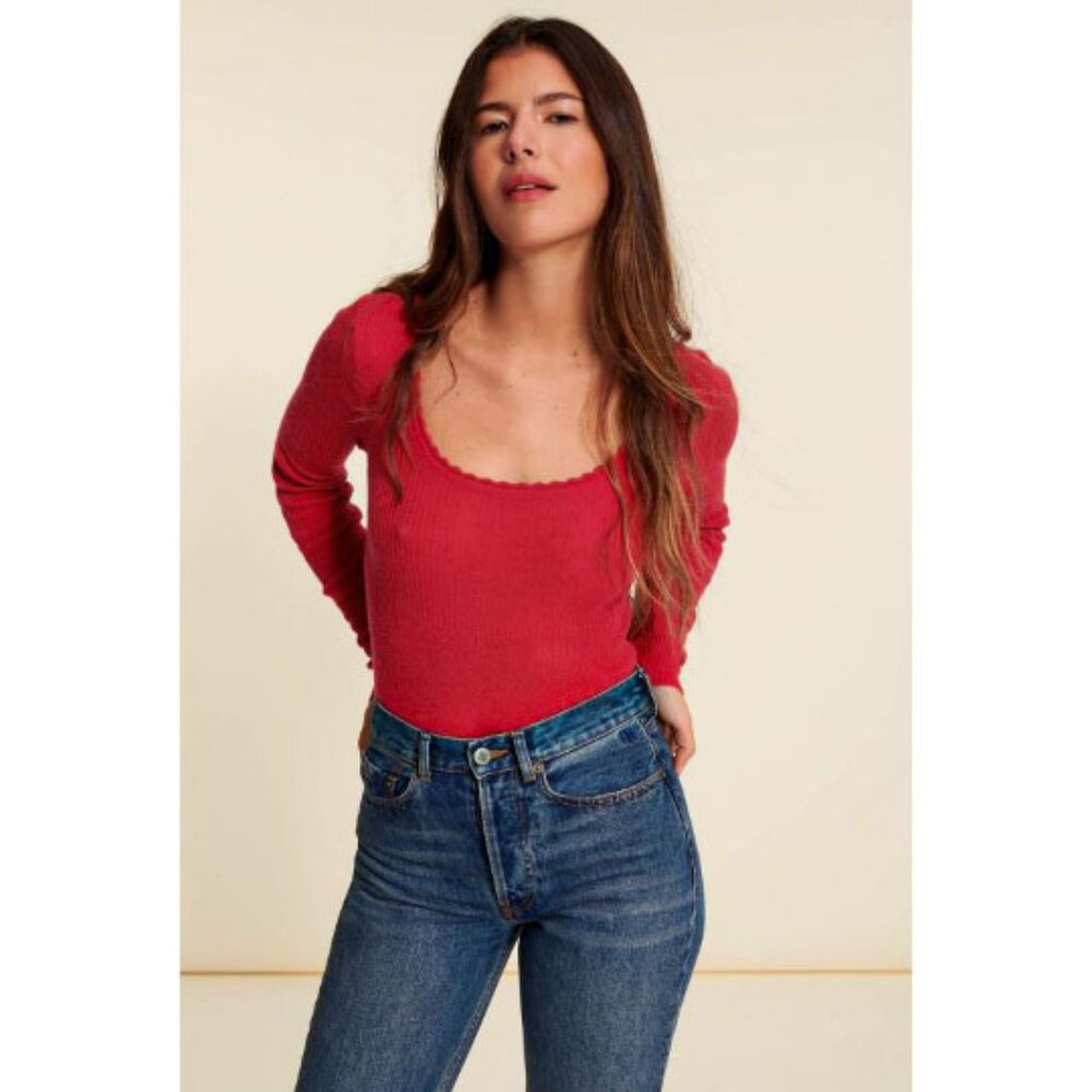 SOLD - Rouje Terry Alpaca Wool Red Knit Long Sleeve Top - FR 36 / US 4 / S - Picture 9 of 12